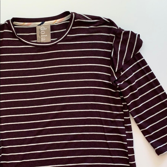 Like New! Anthropologie Stripe Ruffle Shoulder Top - Picture 3 of 5